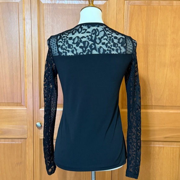Anatomie Black Lace Detail Long Sleeve Top - Picture 4 of 11